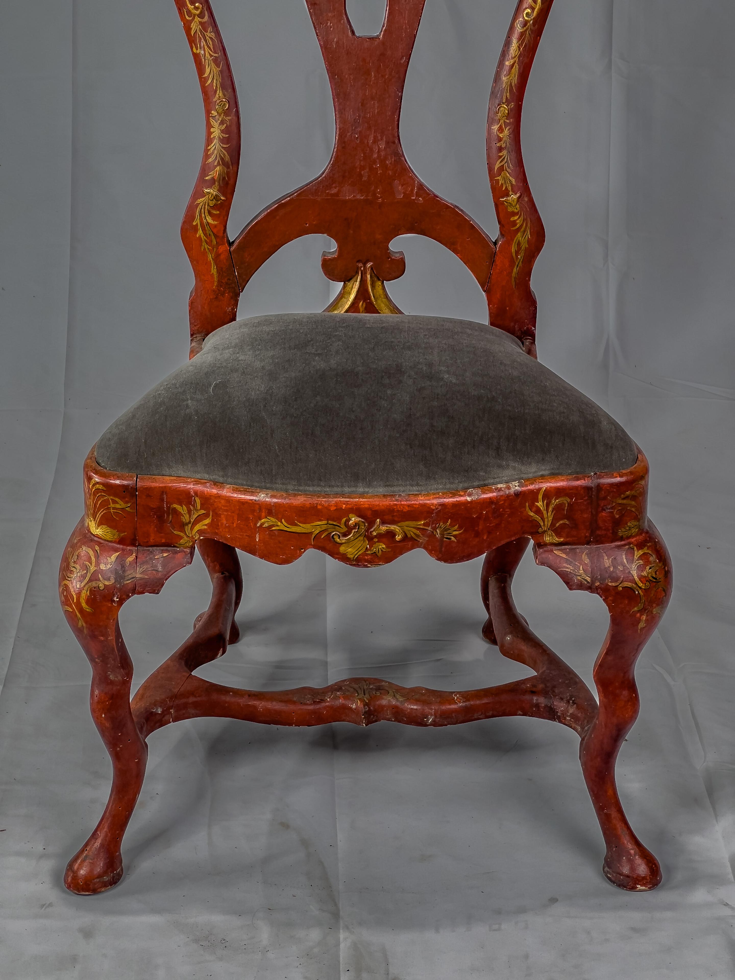 Gilt Antique Painted Italian Side Chairs For Sale