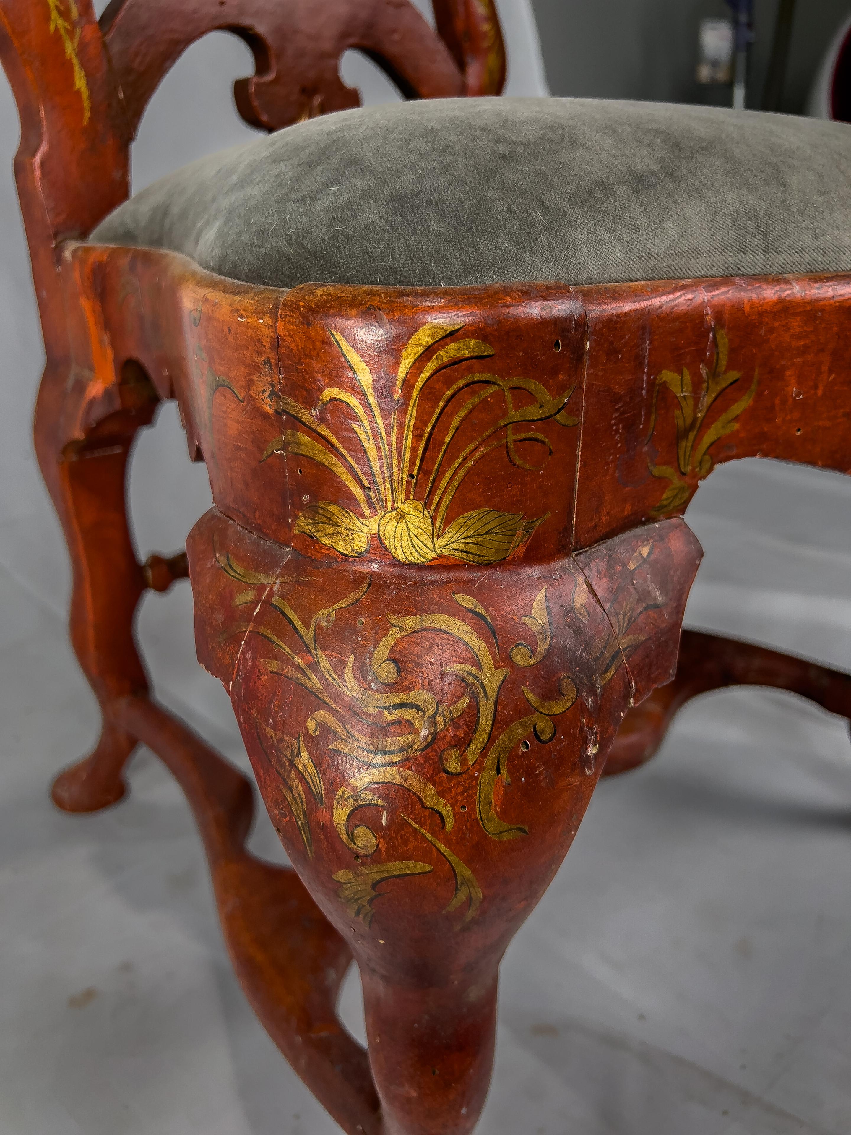 Fabric Antique Painted Italian Side Chairs For Sale