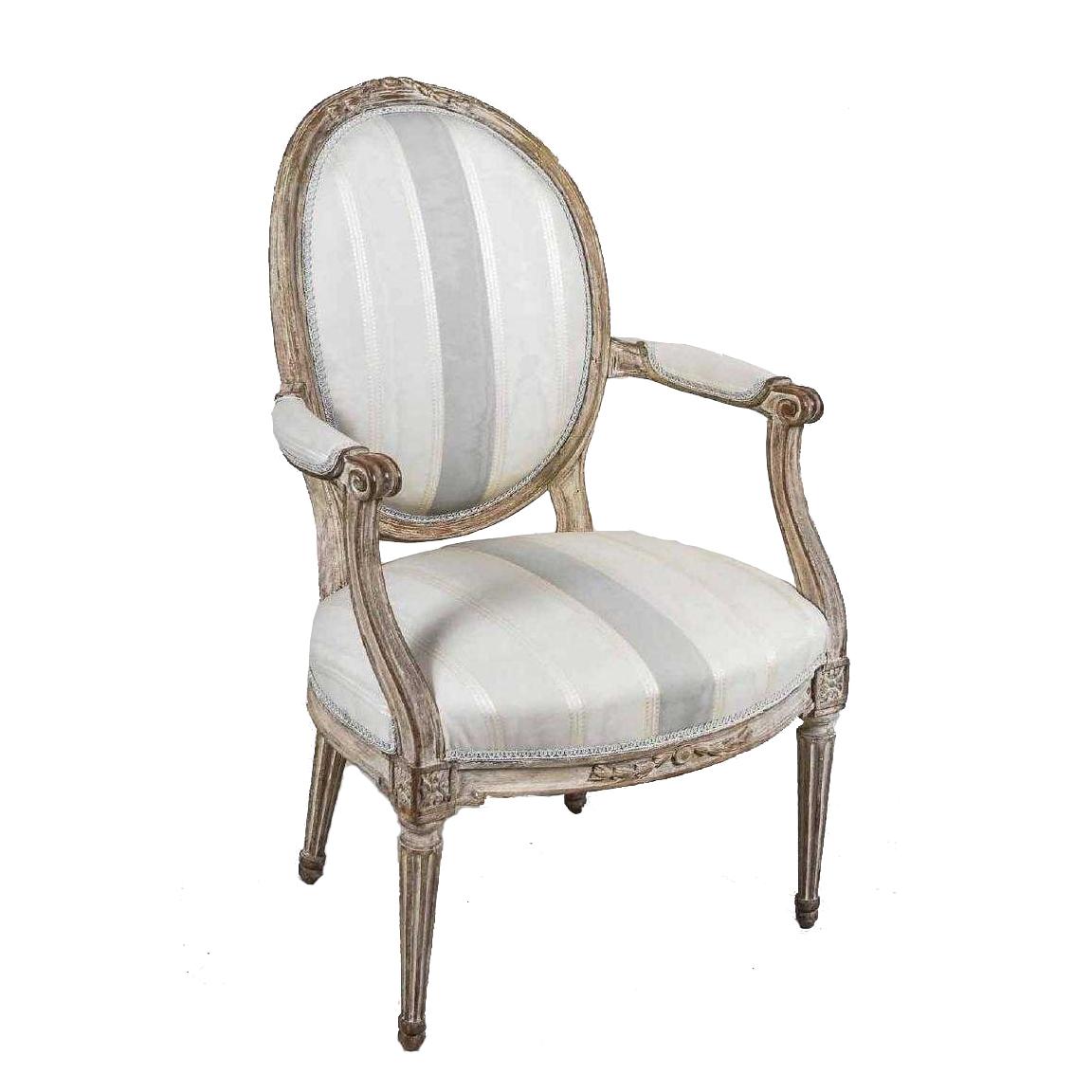 Sconosciuto Antique Painted Louis XVI Style Armchair in vendita
