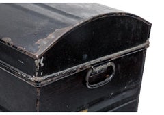 Antique Painted Metal Dome Top Lock Or Deed Box