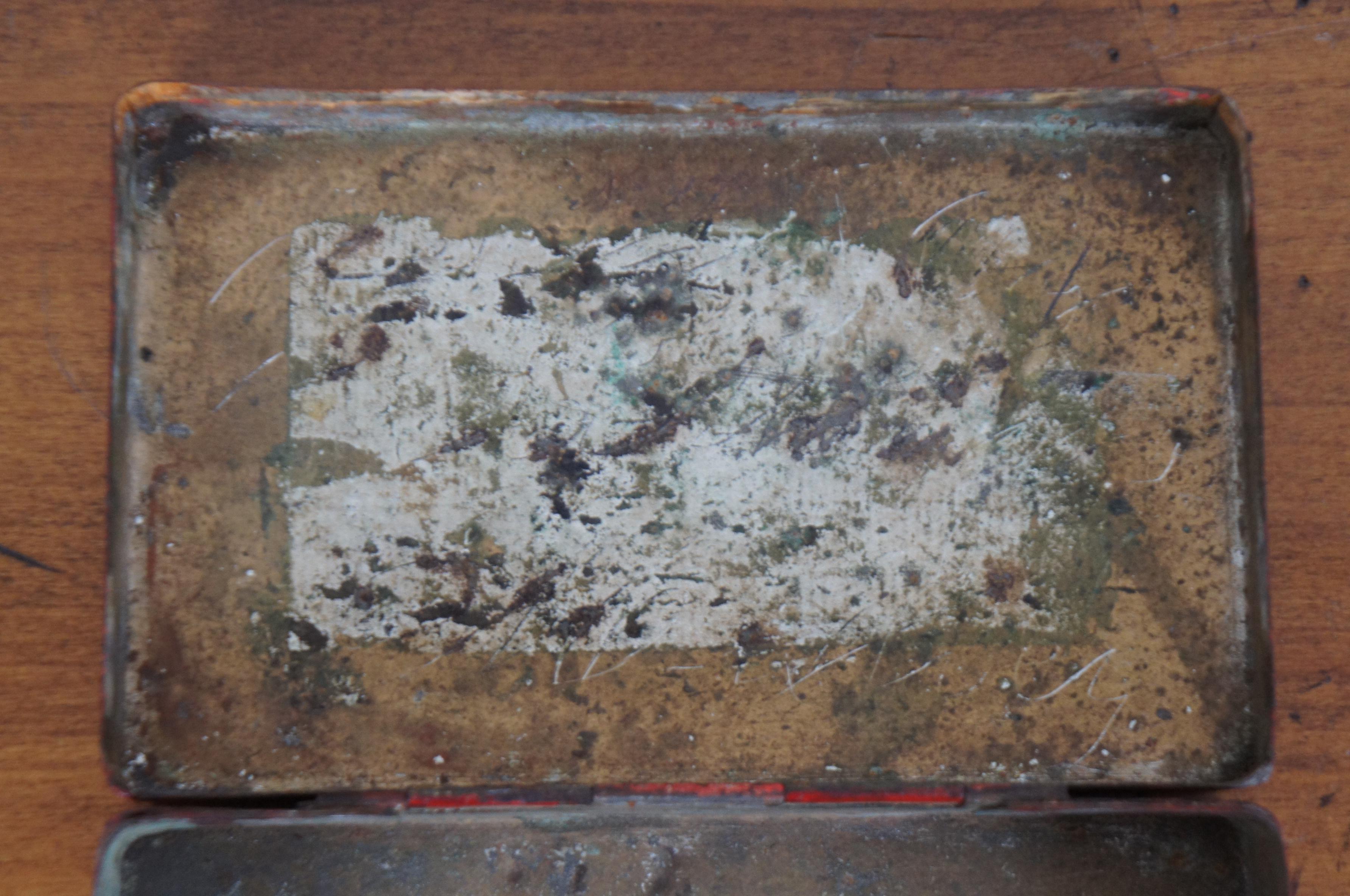 Antique Painted Metal Tin Tobacco Trinket Keepsake Box Napoleon Bonaparte 5
