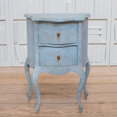 Antique Painted Nightstand with Two Drawers, Shaped Front and Legs
