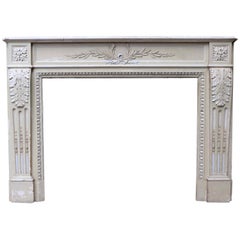 Antique Painted Pine and Composition Fire Surround