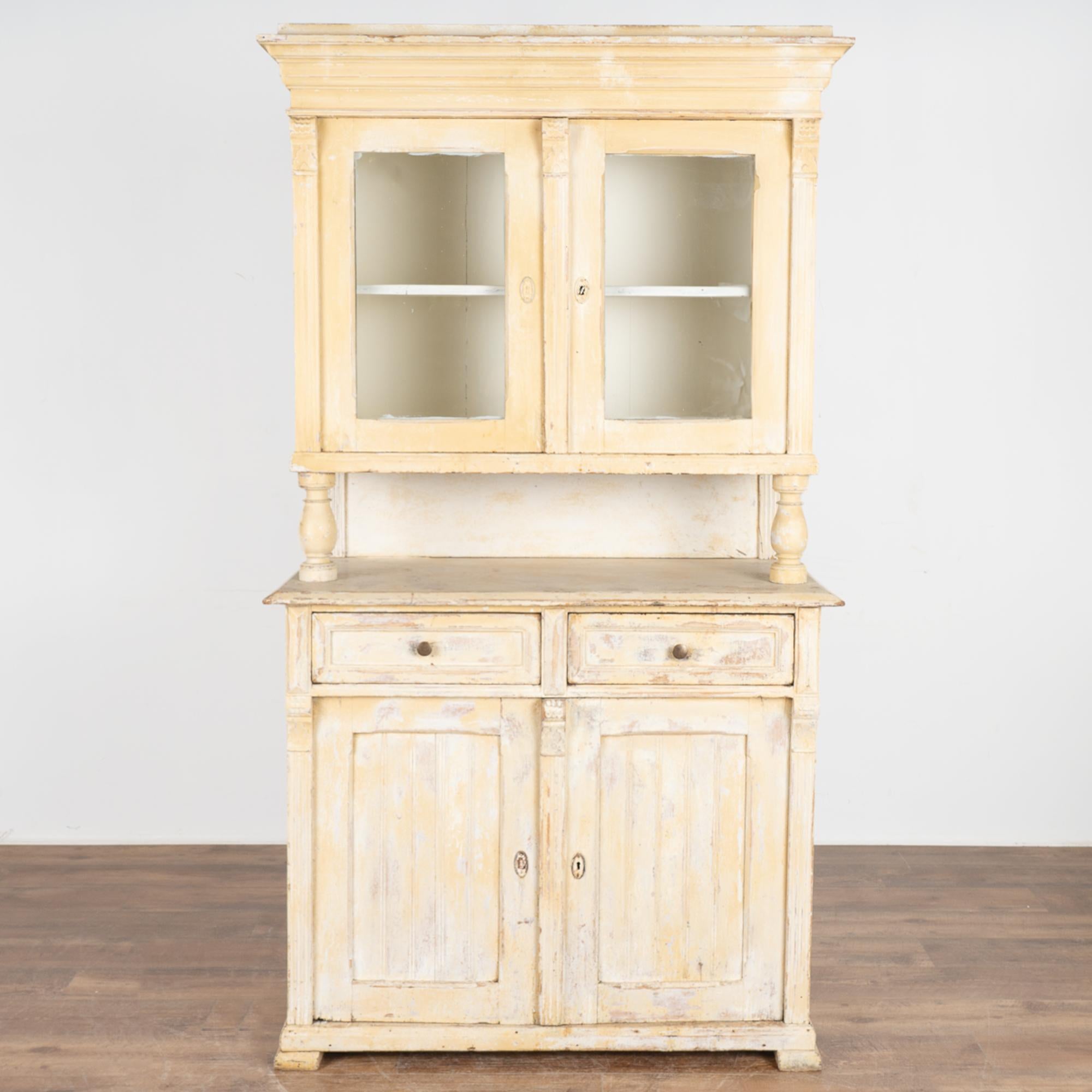 Hungarian Antique Painted Pine Cupboard Cabinet, Hungary circa 1890 For Sale
