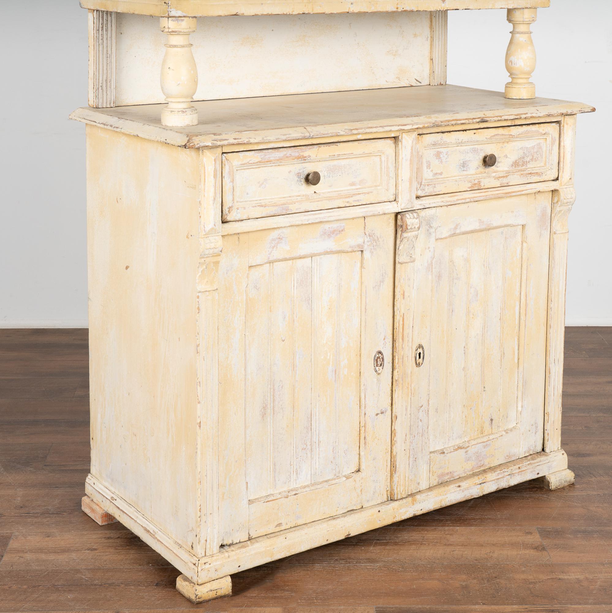 19th Century Antique Painted Pine Cupboard Cabinet, Hungary circa 1890 For Sale