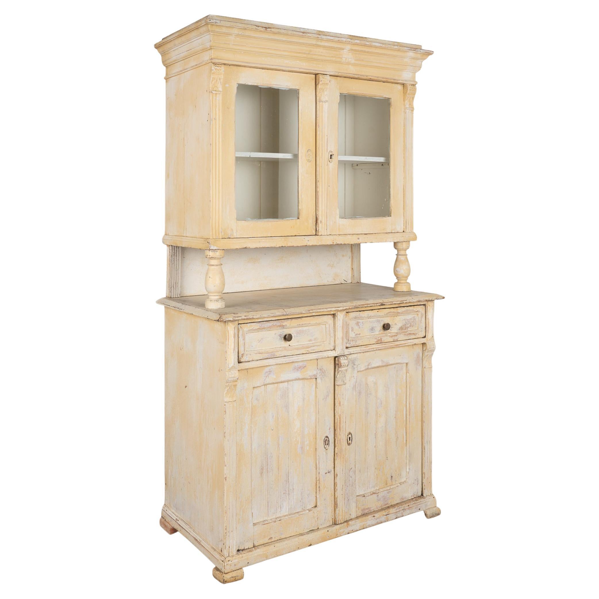 Antique Painted Pine Cupboard Cabinet, Hungary circa 1890