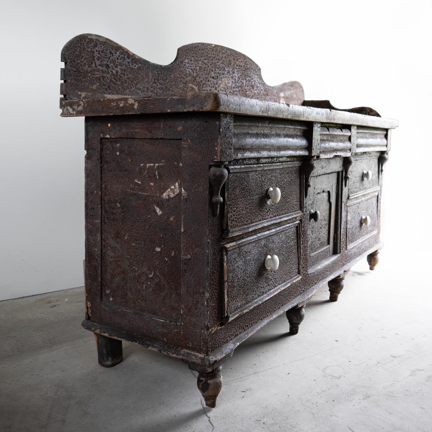 Antique Painted Pine Dresser Base, Lancashire, Early 19Th Century For Sale 2