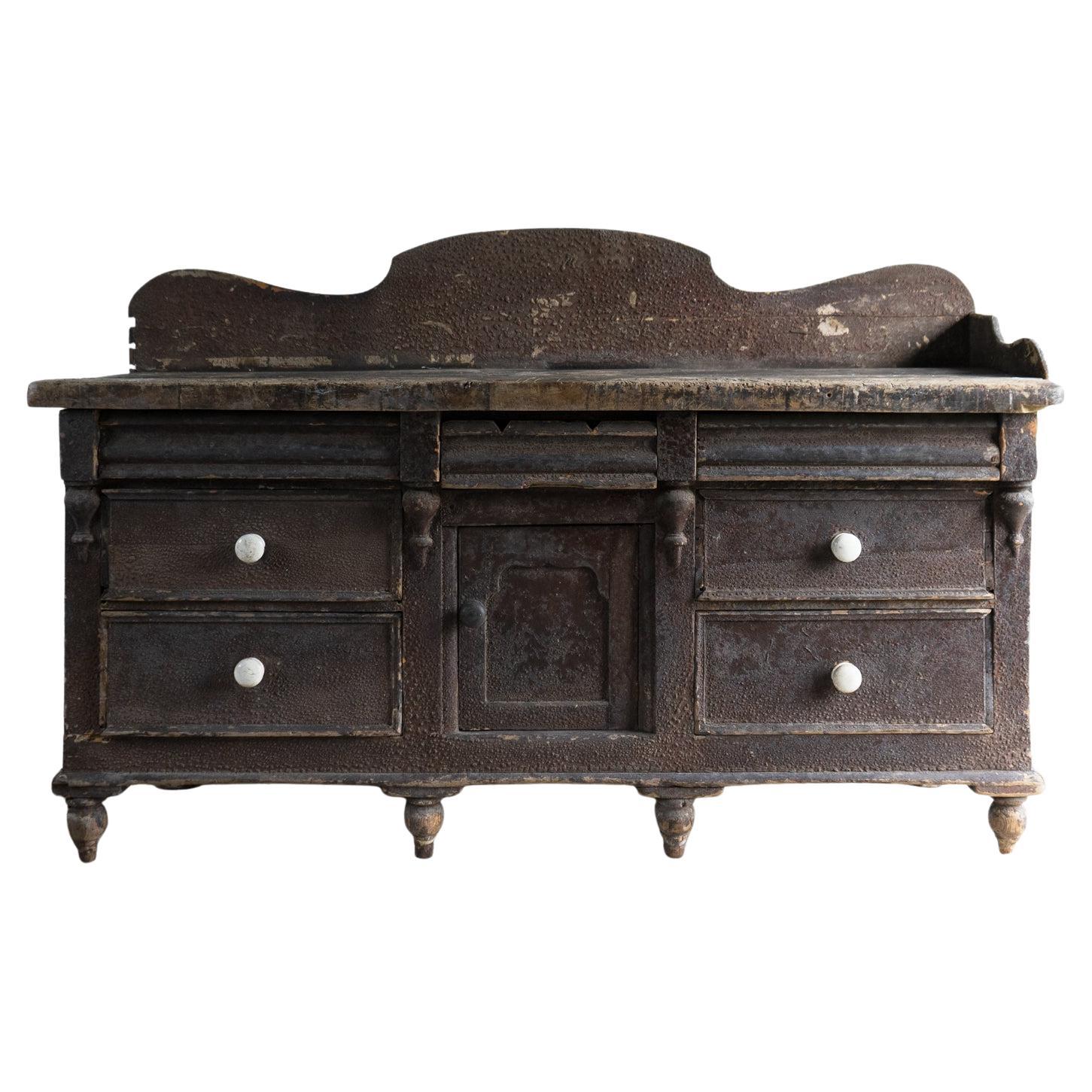 Antique Painted Pine Dresser Base, Lancashire, Early 19Th Century For Sale