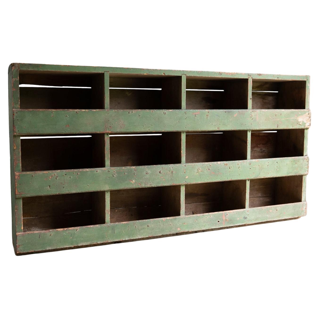 Antique Painted Pine Pigeon Hole Shelving Unit, 19th Century im Angebot