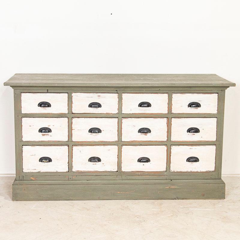 Danish Antique Painted Pine Shop Counter Farmhouse Sideboard, Kitchen Island