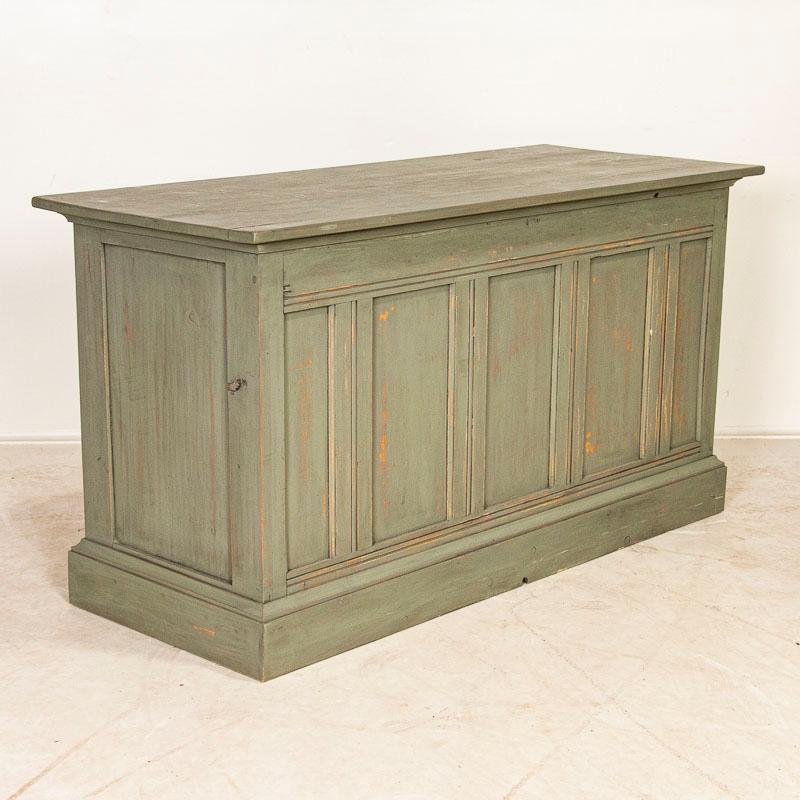 Antique Painted Pine Shop Counter Farmhouse Sideboard, Kitchen Island In Good Condition In Round Top, TX