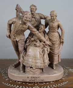 Antique Painted Plaster Sculpture John Rogers (American, 1829–1904)