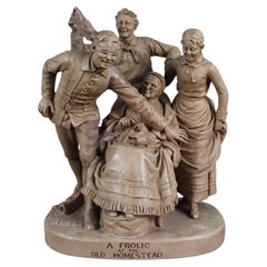 Antique Painted Plaster Sculpture John Rogers (American, 1829–1904)