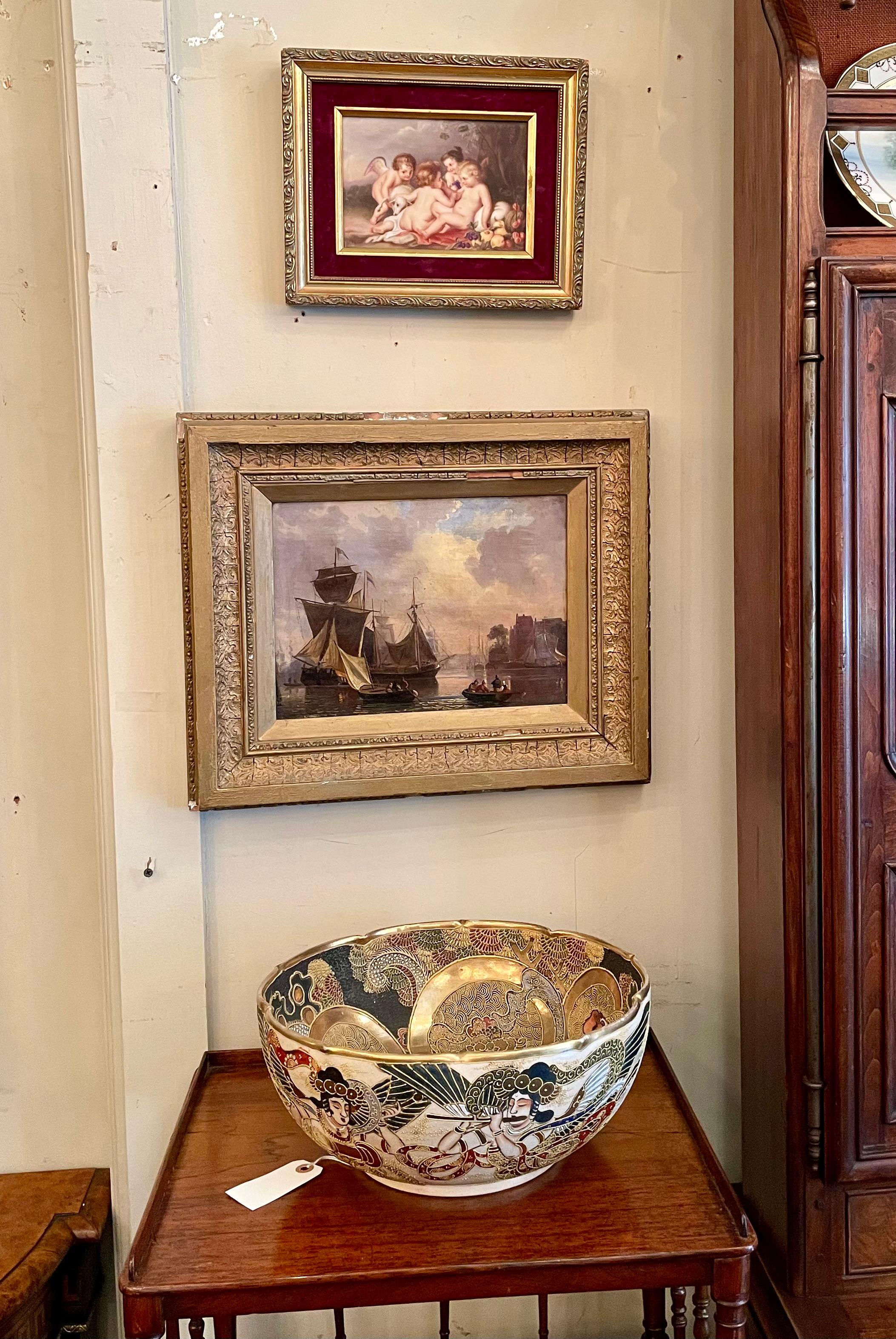 XIXe siècle Antique Painted Porcelain Plaque after Ruben's Christ Child with Infant St. John en vente