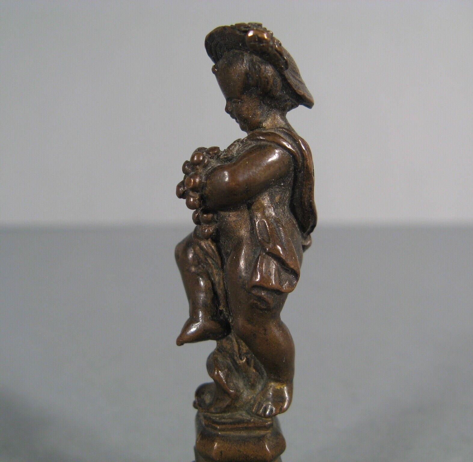 Sello de Bronce Antiguo Raro - Querubín Vendimiador - Monograma Matriz - 1Y152 5
