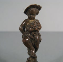 Rare sceau antique en bronze - Chérubin Vendangeur - Monogramme Matrix - 1Y152