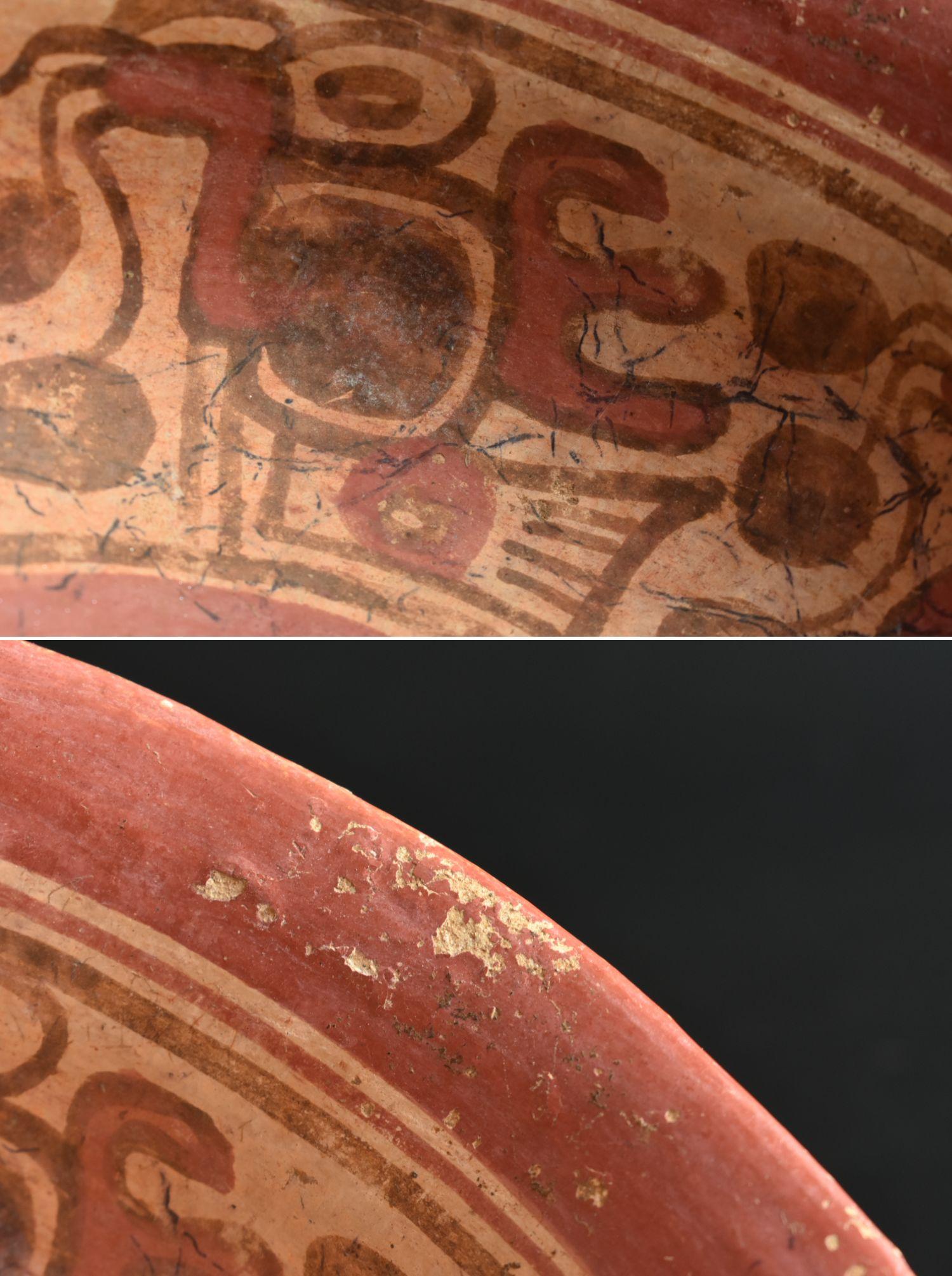 Cerámica antigua pintada de la civilización maya /  Cuenco de cerámica decorada 6