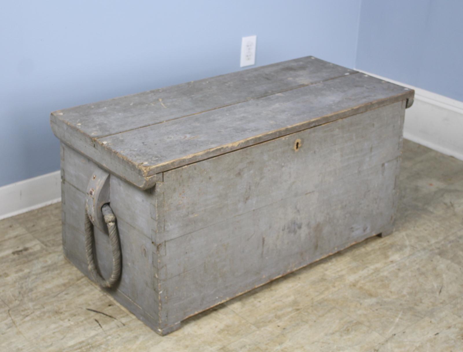 French Antique Painted Sea Chest
