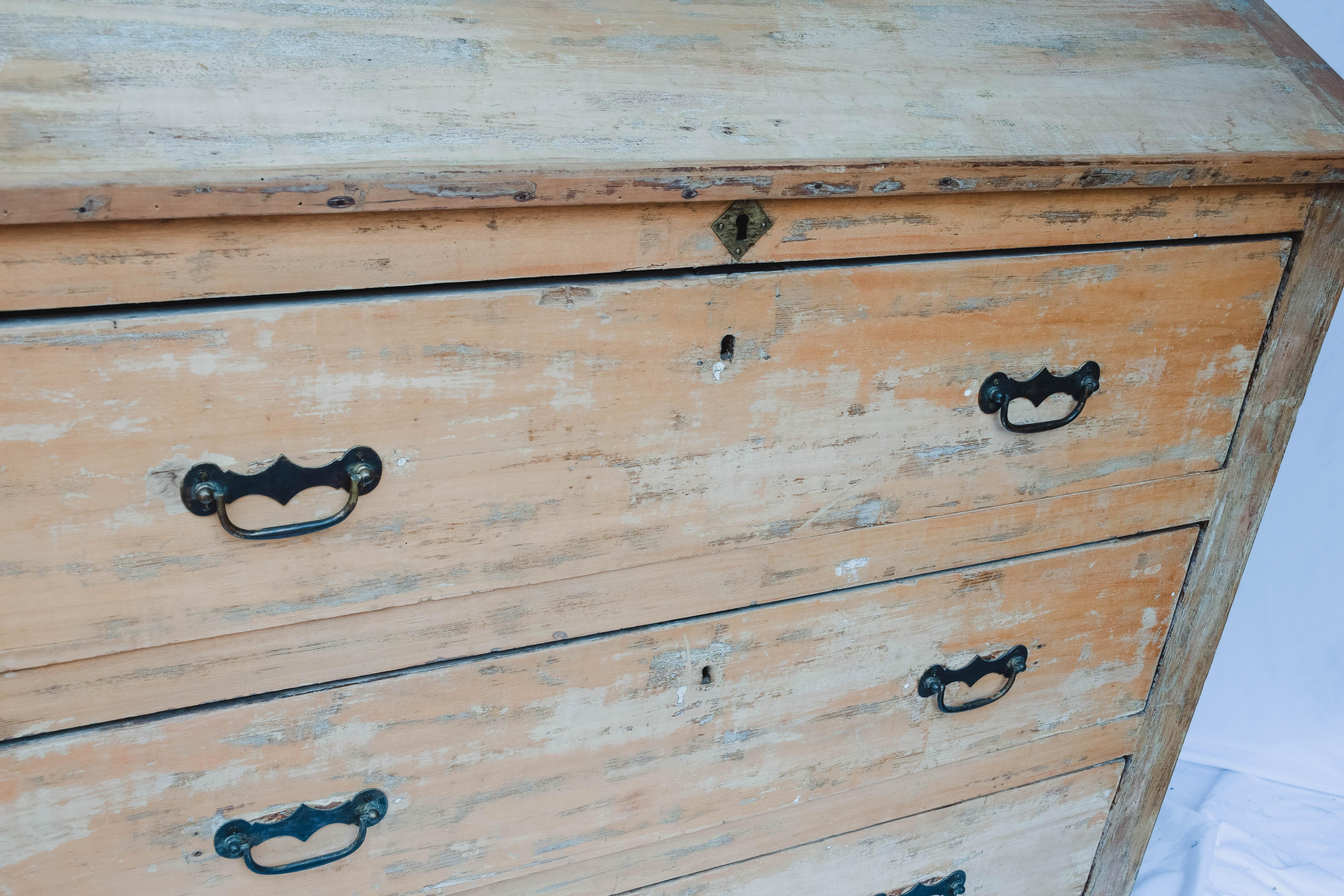 Antique Painted Slant Top Secretary/Chest In Good Condition In Houston, TX