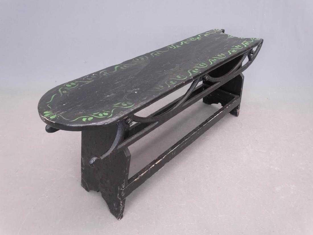 Antique Painted Sled Bench In Distressed Condition In Sheffield, MA