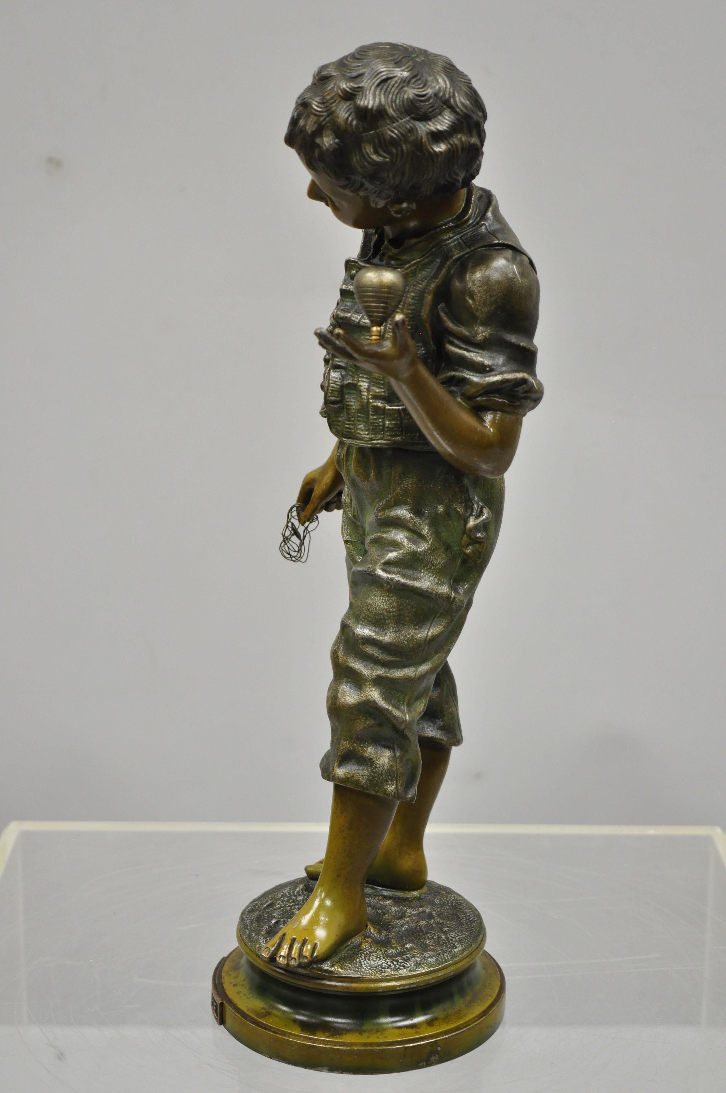 Statue ancienne « La Toupie » en métal peint d'après Charles Anfrie en vente 4