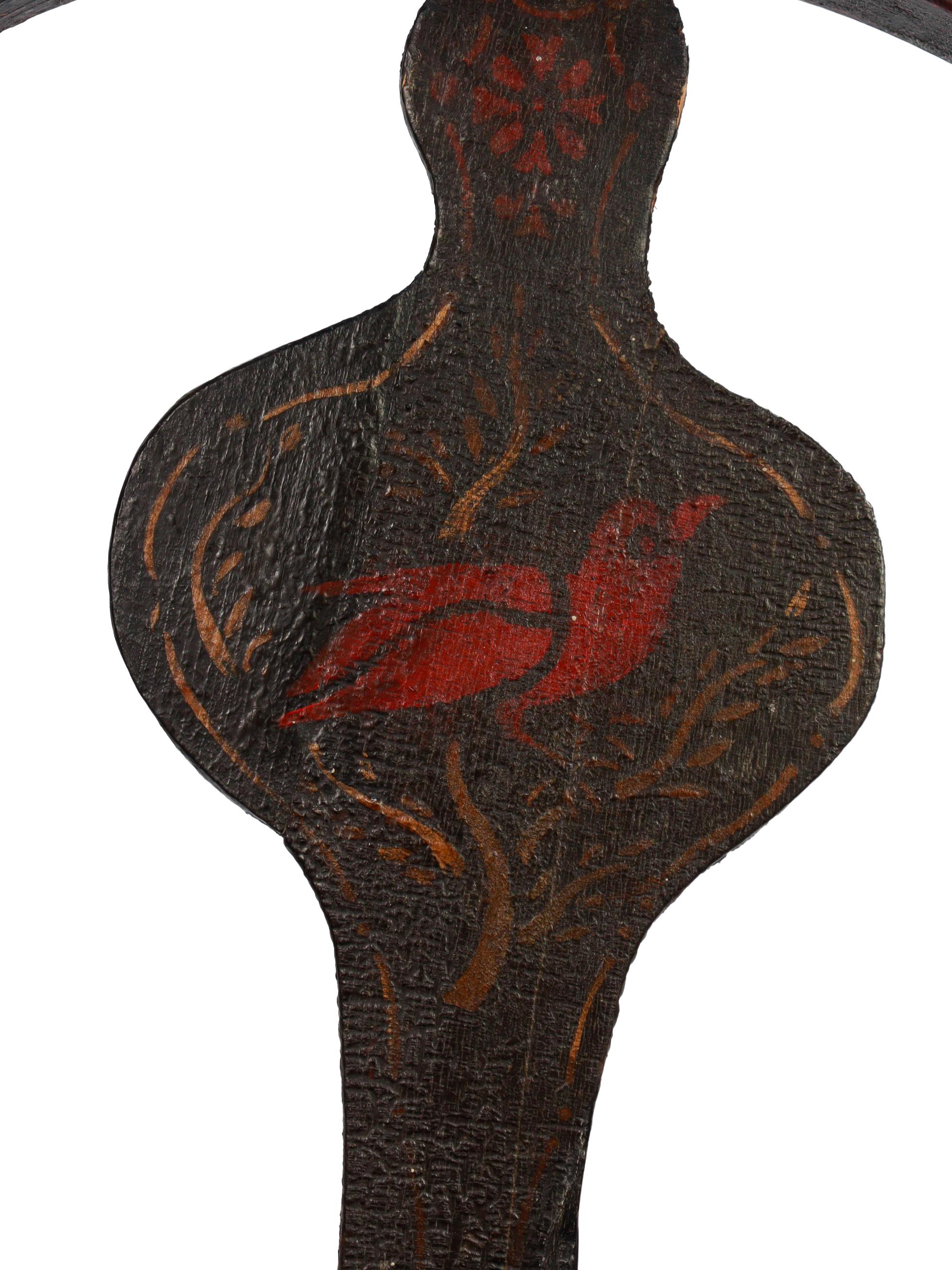 Antiker bemalter und schablonierter Miniatur-Volkskunst-Kinderstuhl oder Puppenstuhl im Angebot 6