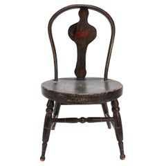 Antique Painted & Stenciled Miniature Folk Art Child's or Doll's Chair