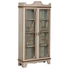 Antique Painted Swedish Vitrine or Bookcase Cabinet
