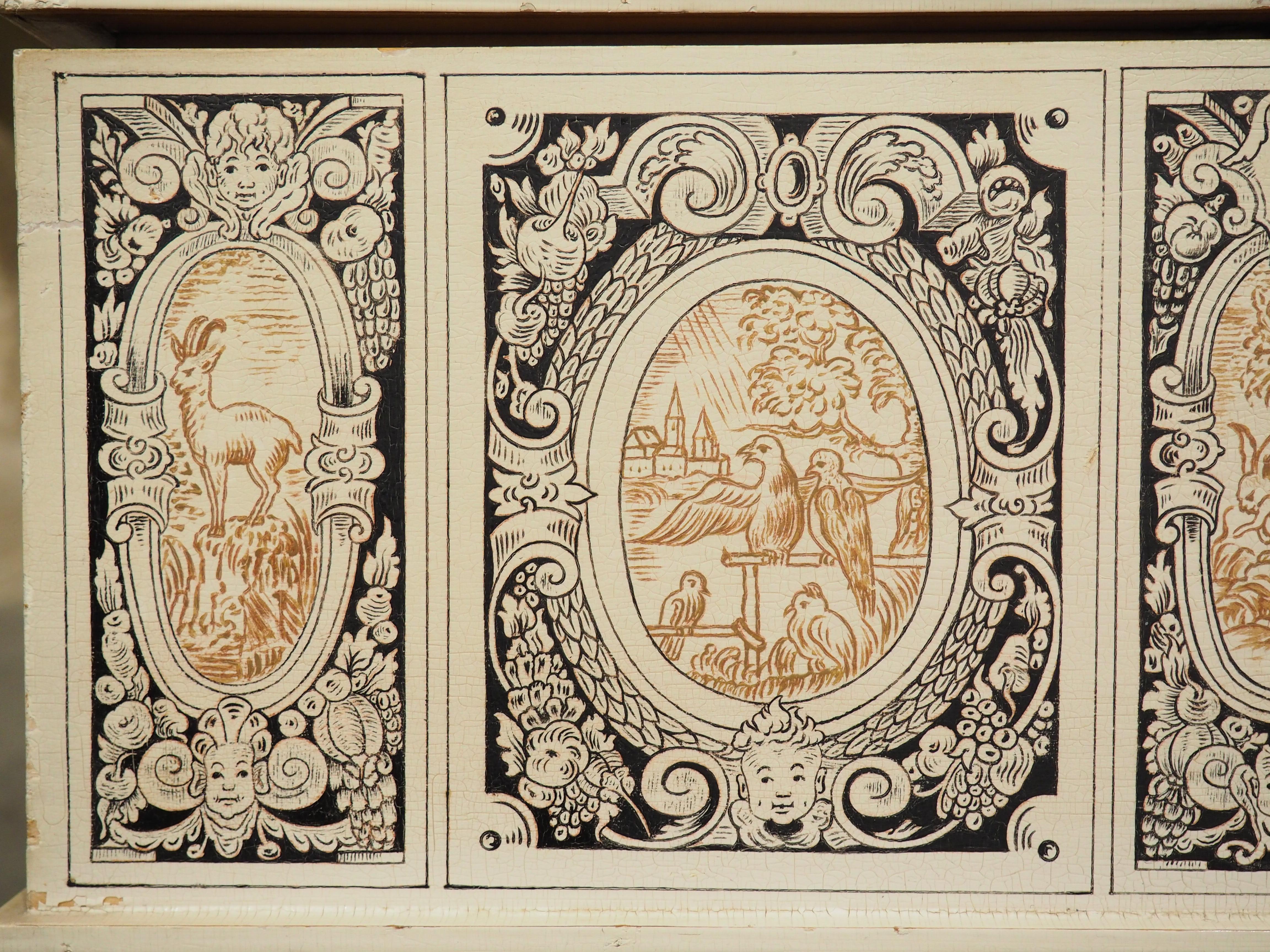 Européen offer de table antique peint, daté de 1915 en vente
