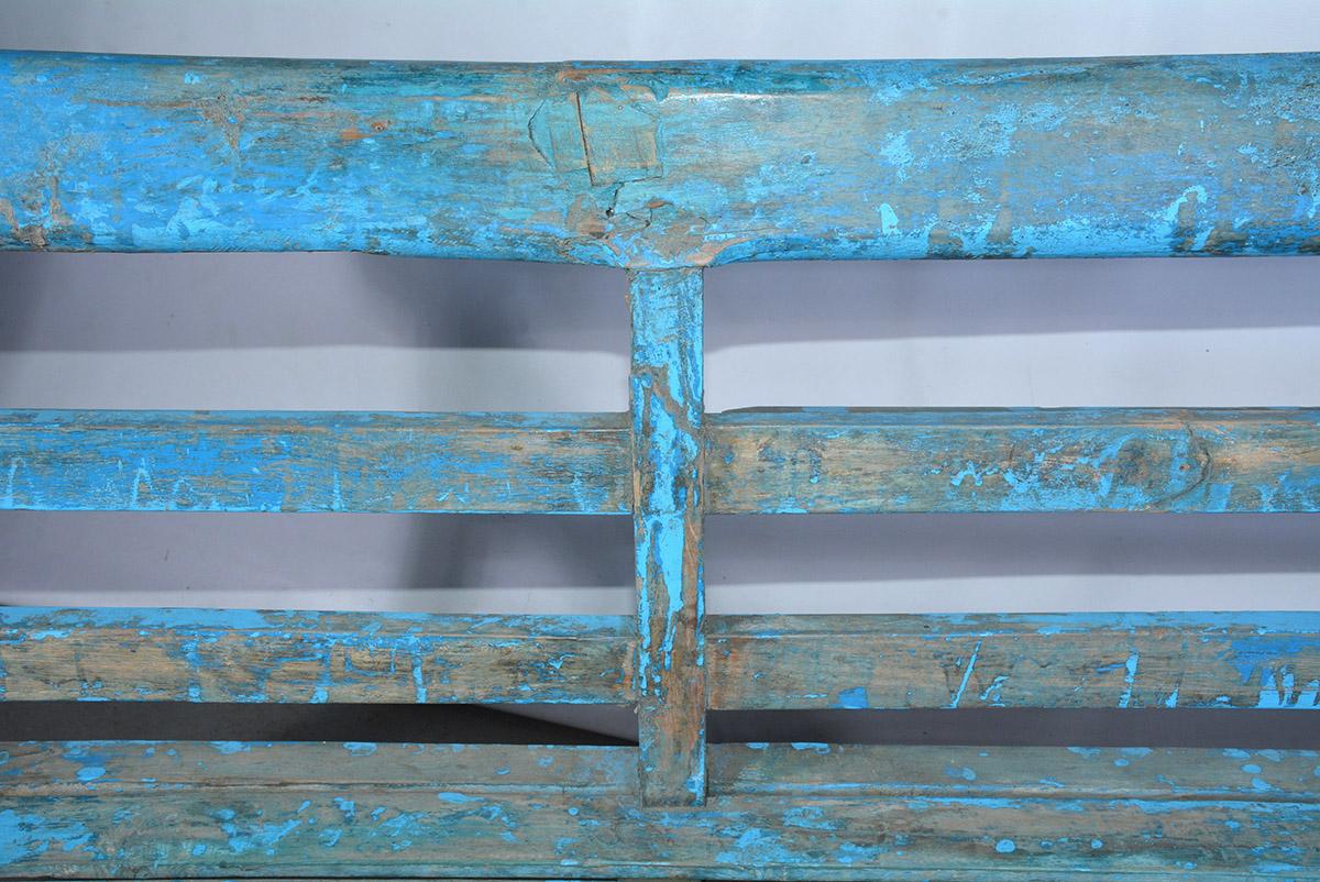 Antique Painted Teak Wood Garden Bench In Good Condition In Sheffield, MA