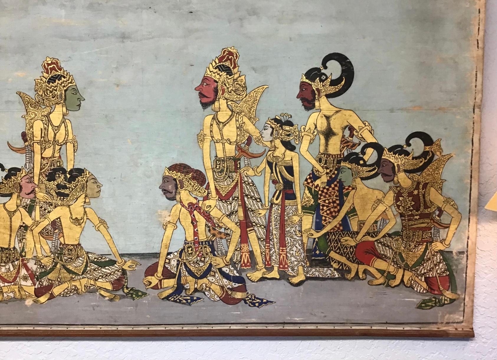 Anglo-indien Panneau de toile de fond de théâtre peint à l'ancienne en vente