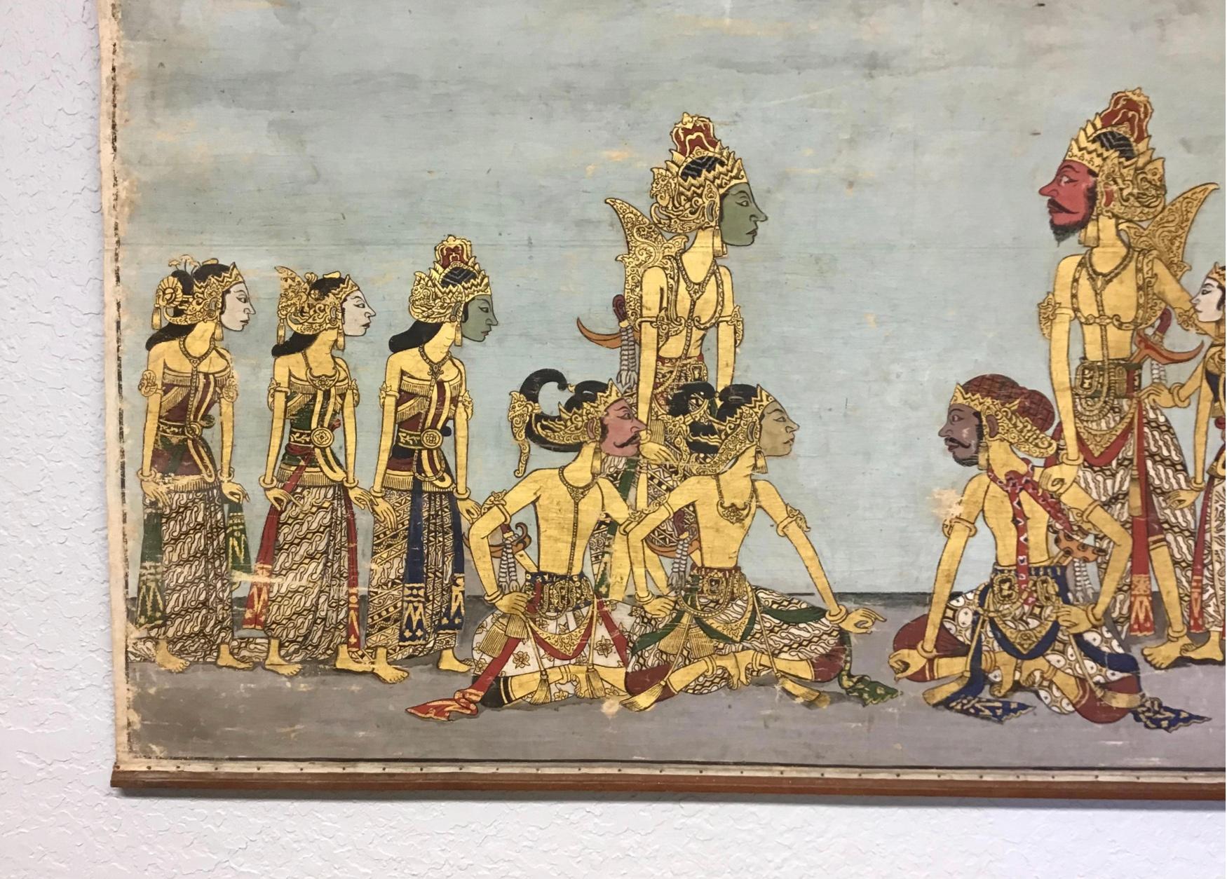 Indien Panneau de toile de fond de théâtre peint à l'ancienne en vente