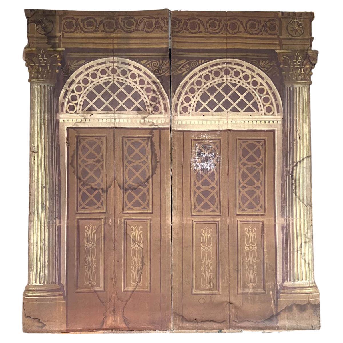 Antique Painted Theater Backdrop with Architectural Illusion – 320 × 340 cm
