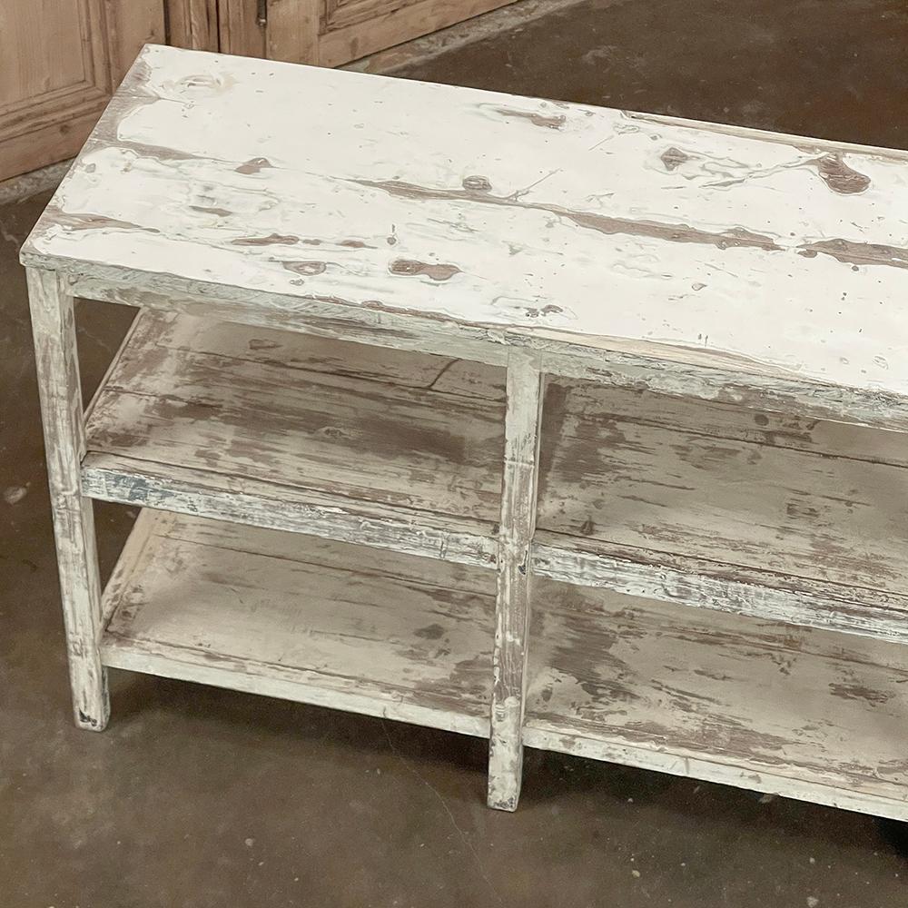 Antique Painted Tradesman Table ~ Sofa Table In Good Condition For Sale In Dallas, TX