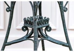 Antique Painted Wicker Lidded Box On Stand