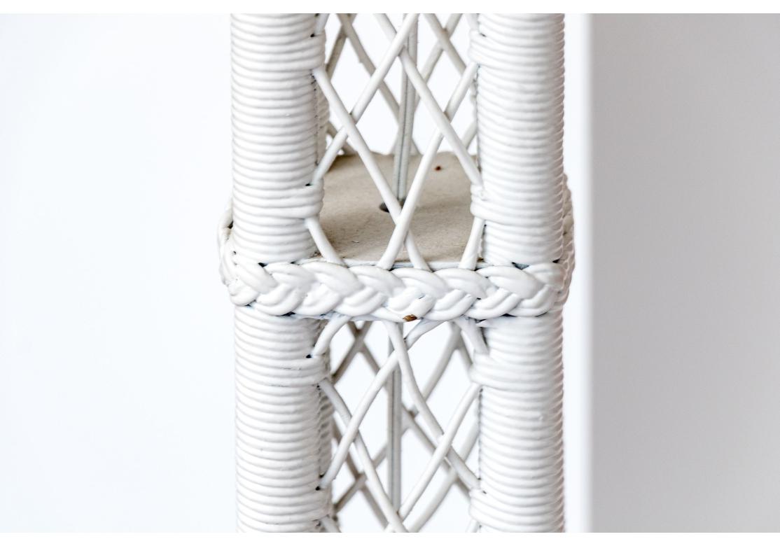 Victorian Antique Painted Wicker Three-light Floor Lamp With Shade For Sale