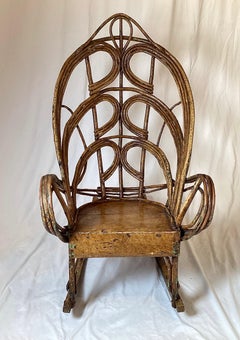 Antique Painted Willow Adirondack Rocking Chair