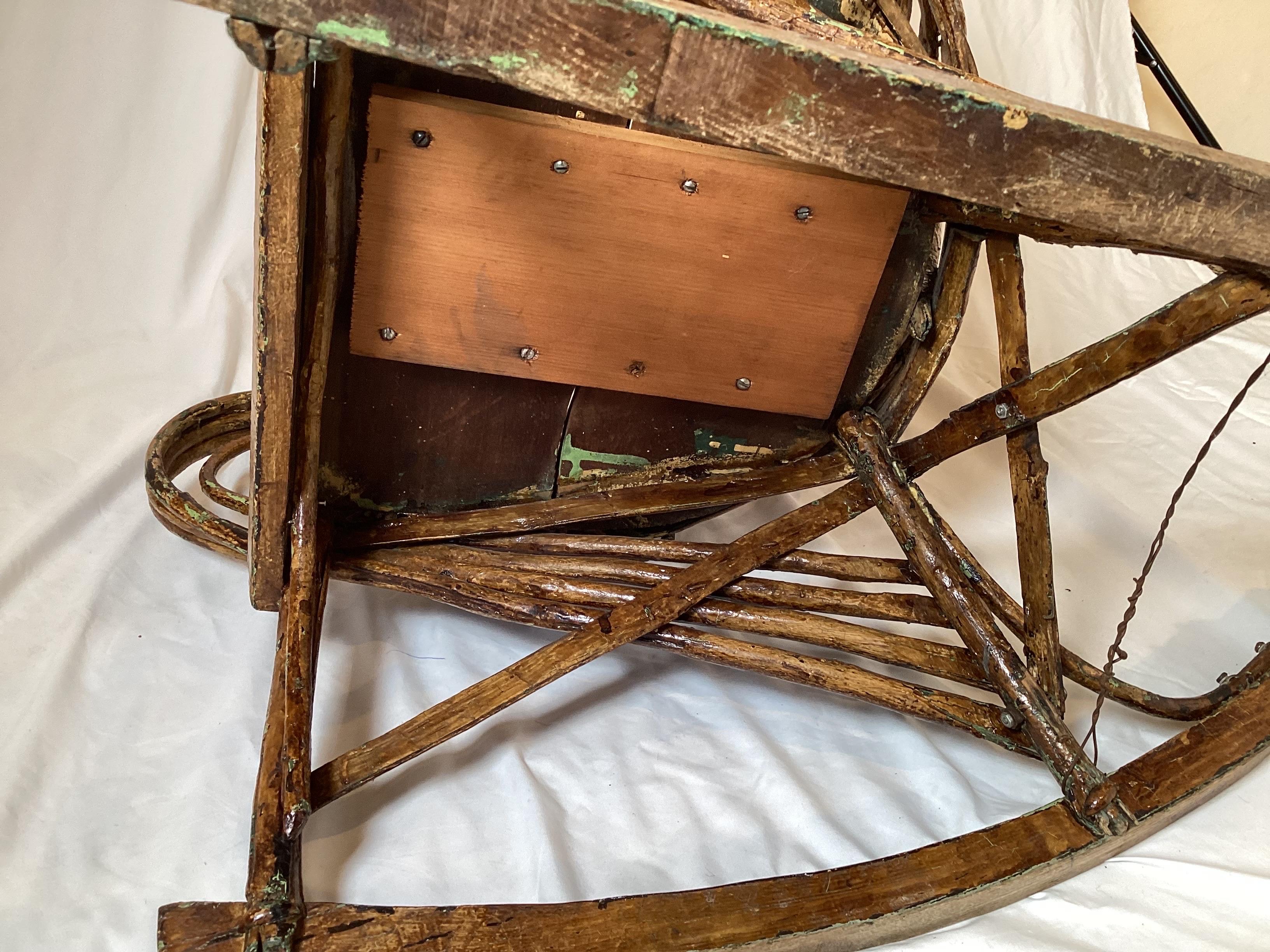 Antique Painted Willow Adirondack Rocking Chair 4