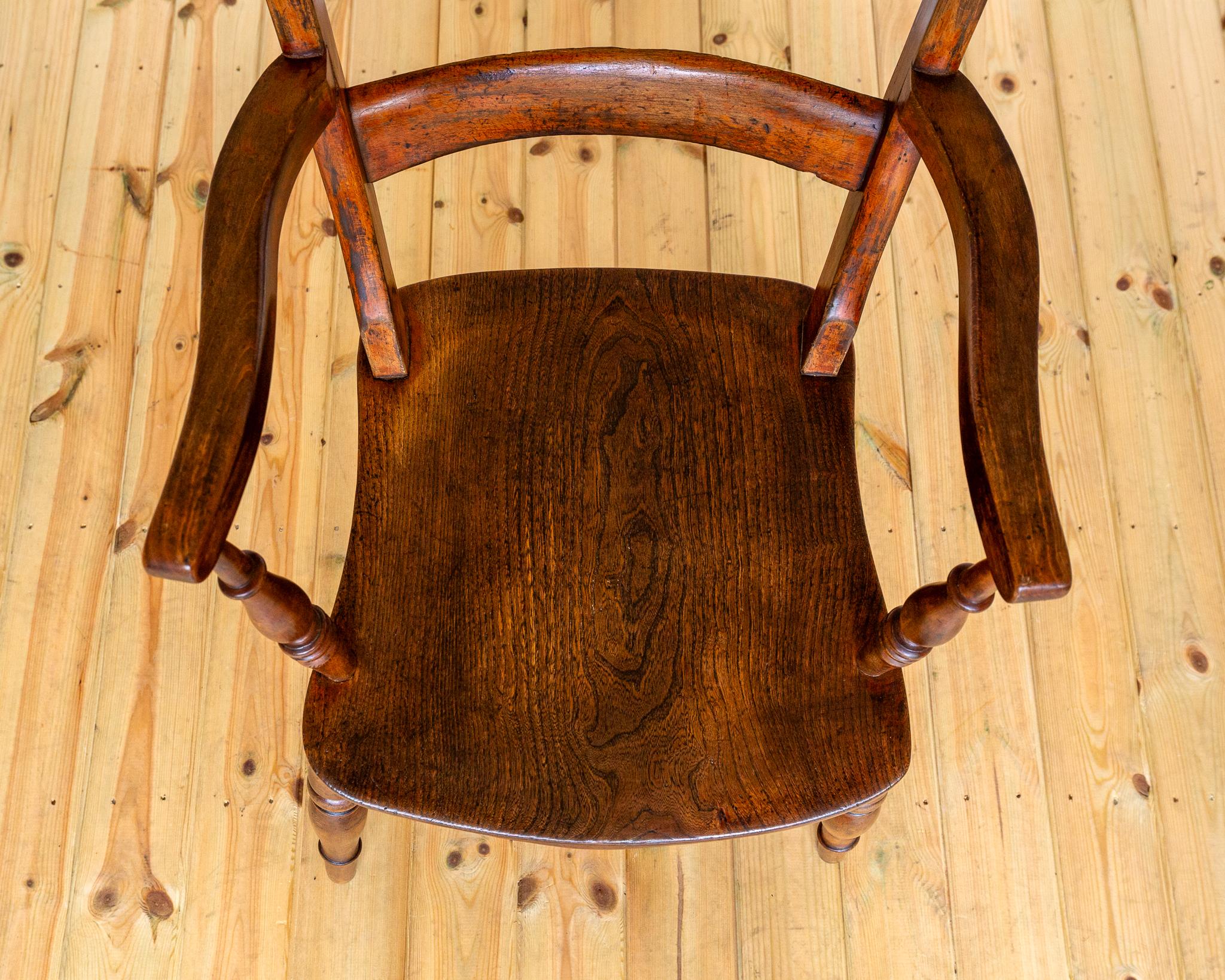 Antike gemalt Windsor Stuhl Land Bar zurück Oxford Sessel Bauernhaus 1850 im Angebot 12