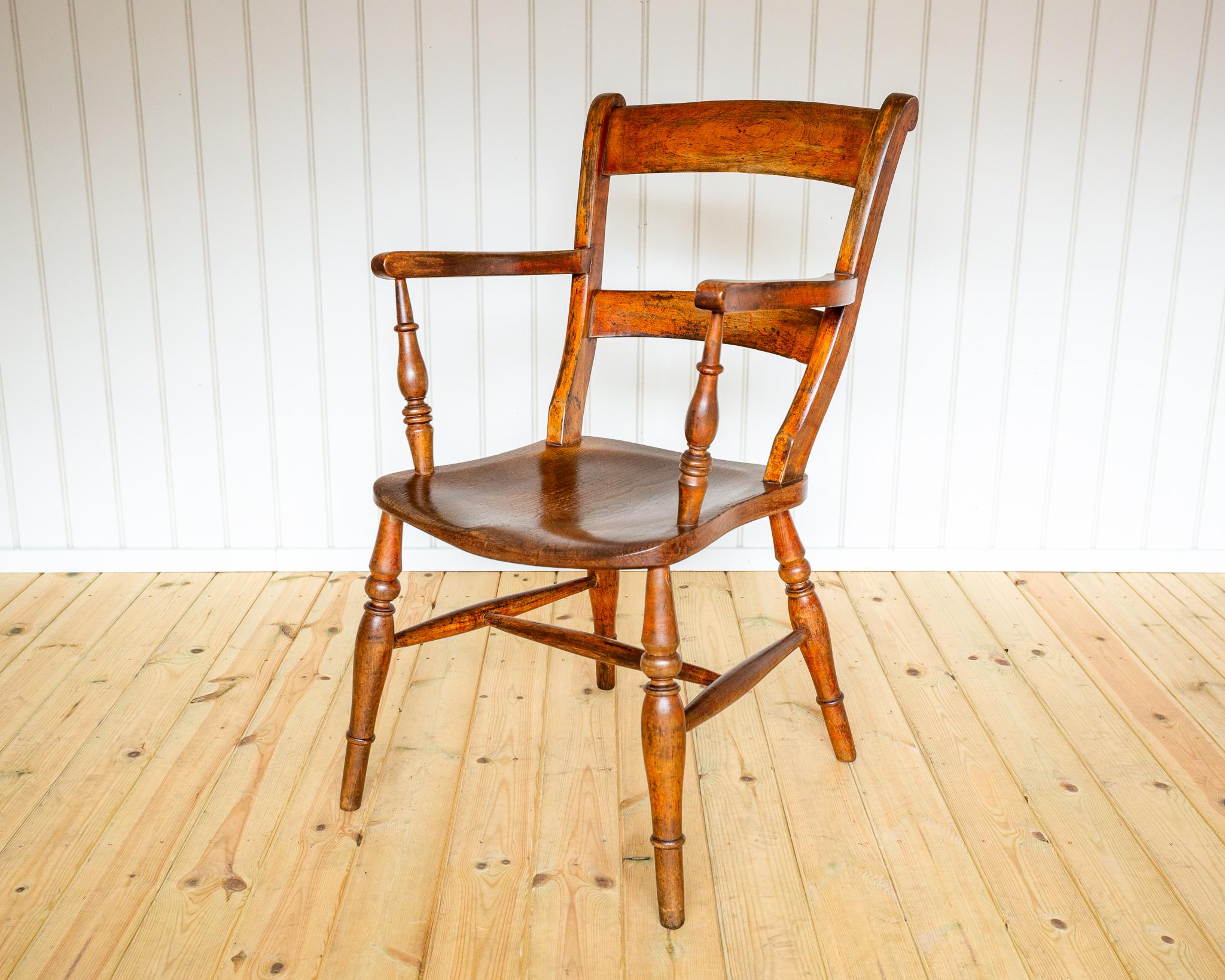 Antike gemalt Windsor Stuhl Land Bar zurück Oxford Sessel Bauernhaus 1850 (Britisch) im Angebot