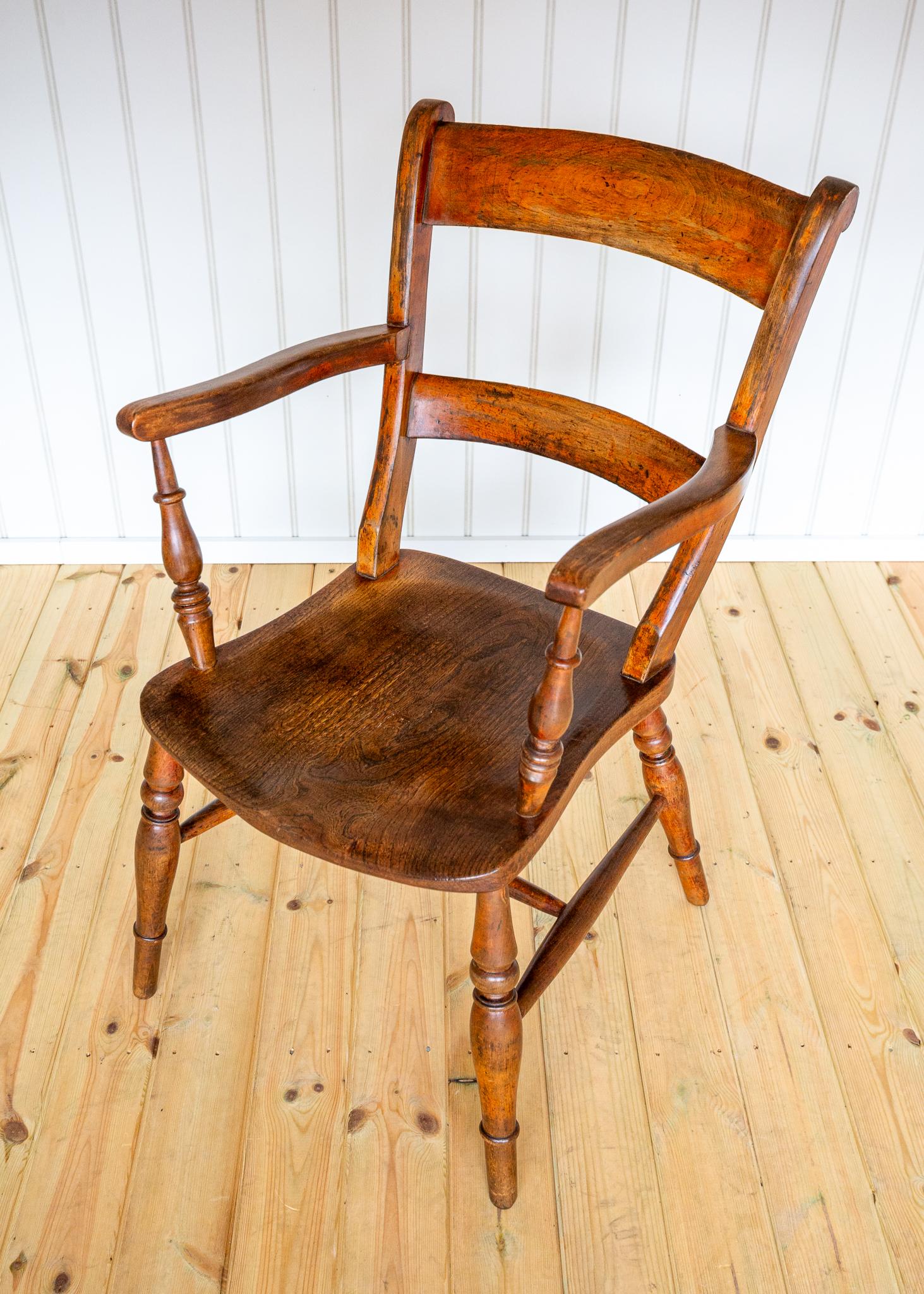 Antike gemalt Windsor Stuhl Land Bar zurück Oxford Sessel Bauernhaus 1850 (Asche) im Angebot