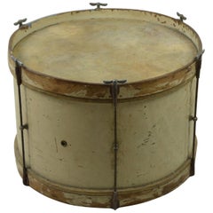 Antique Painted Wood Drum Coffee Table