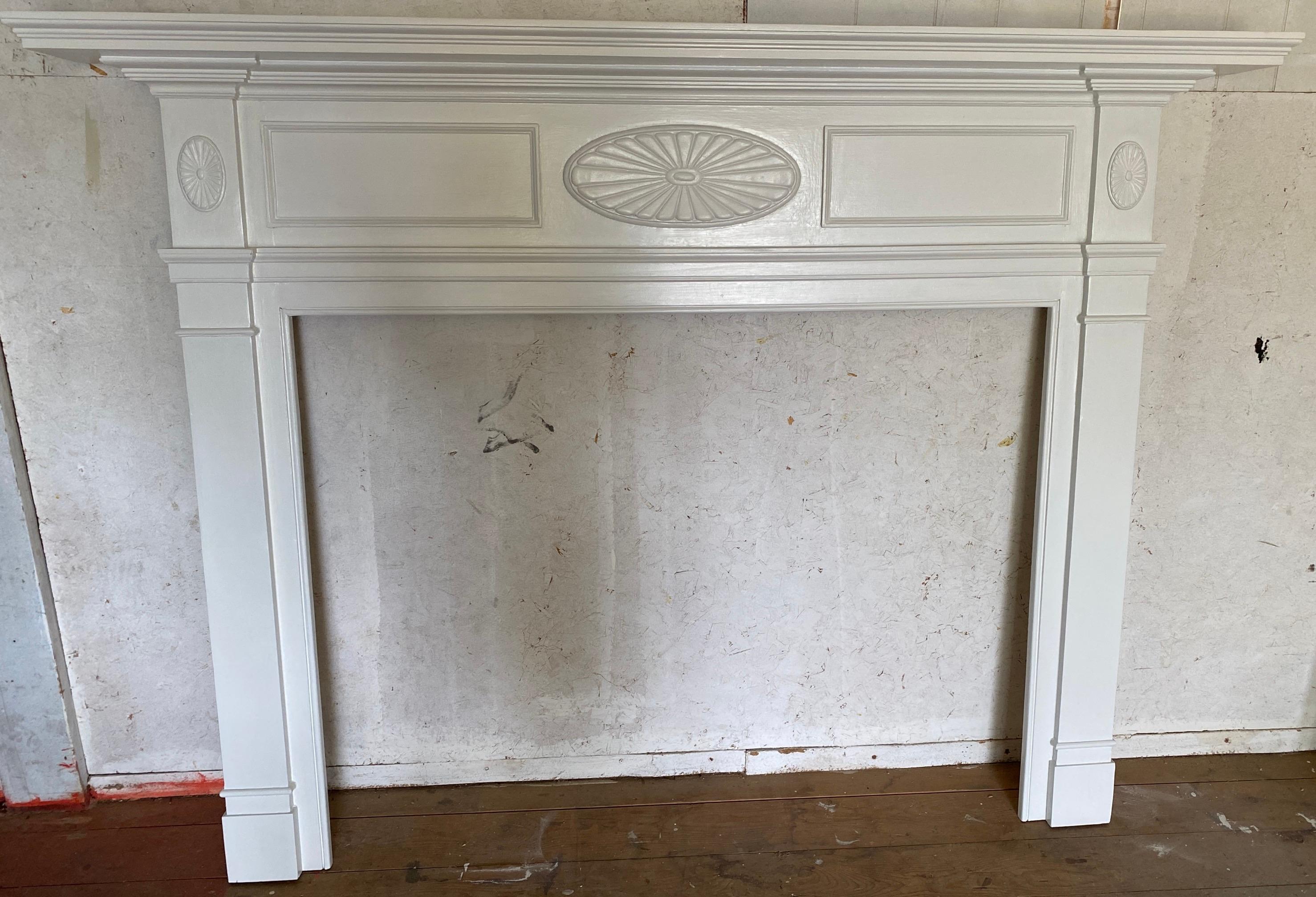 Antique Painted Wood Fireplace Mantel 6