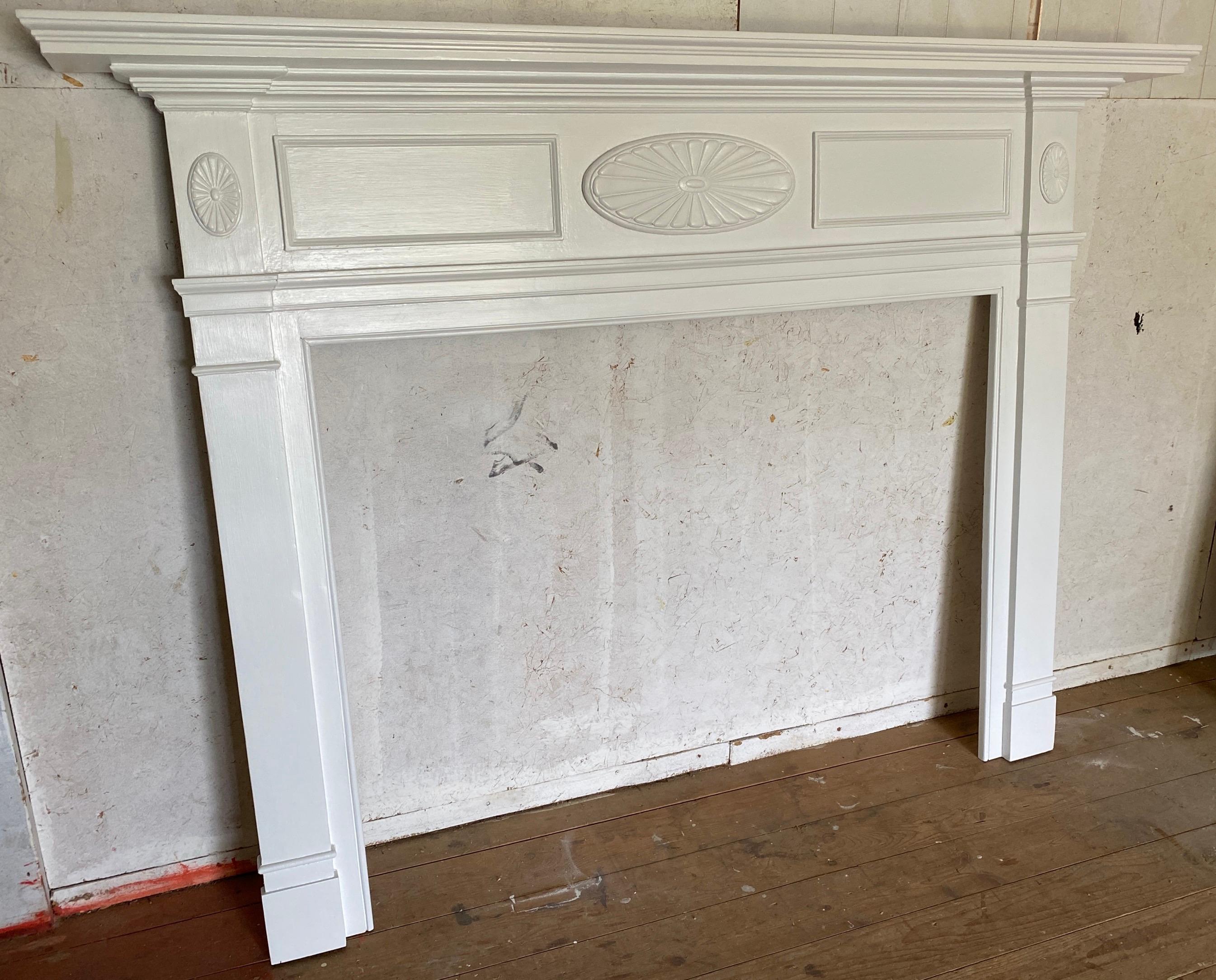 Antique Painted Wood Fireplace Mantel 7