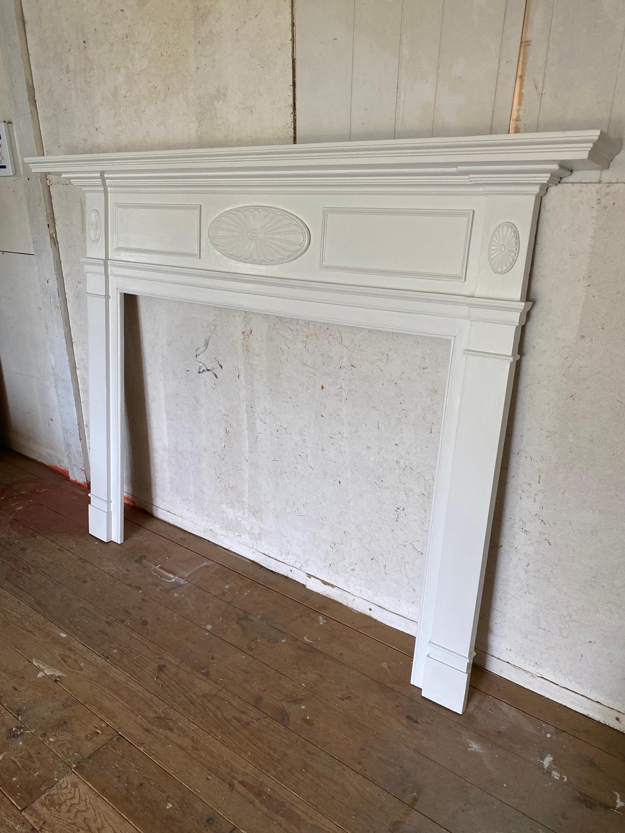 Antique Painted Wood Fireplace Mantel In Good Condition In Sheffield, MA