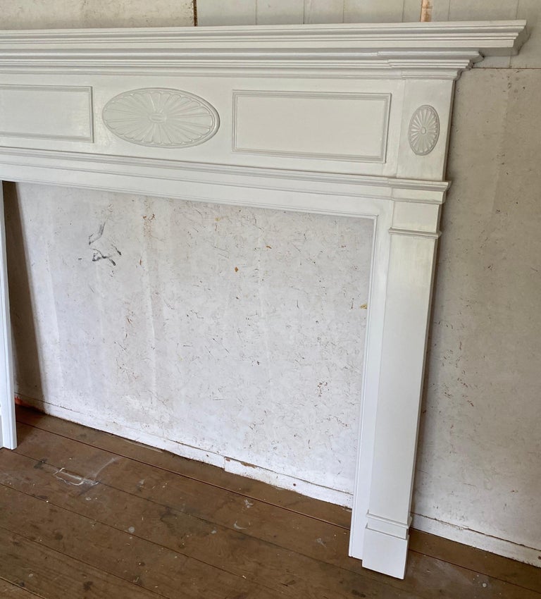 19th Century Antique Painted Wood Fireplace Mantel For Sale
