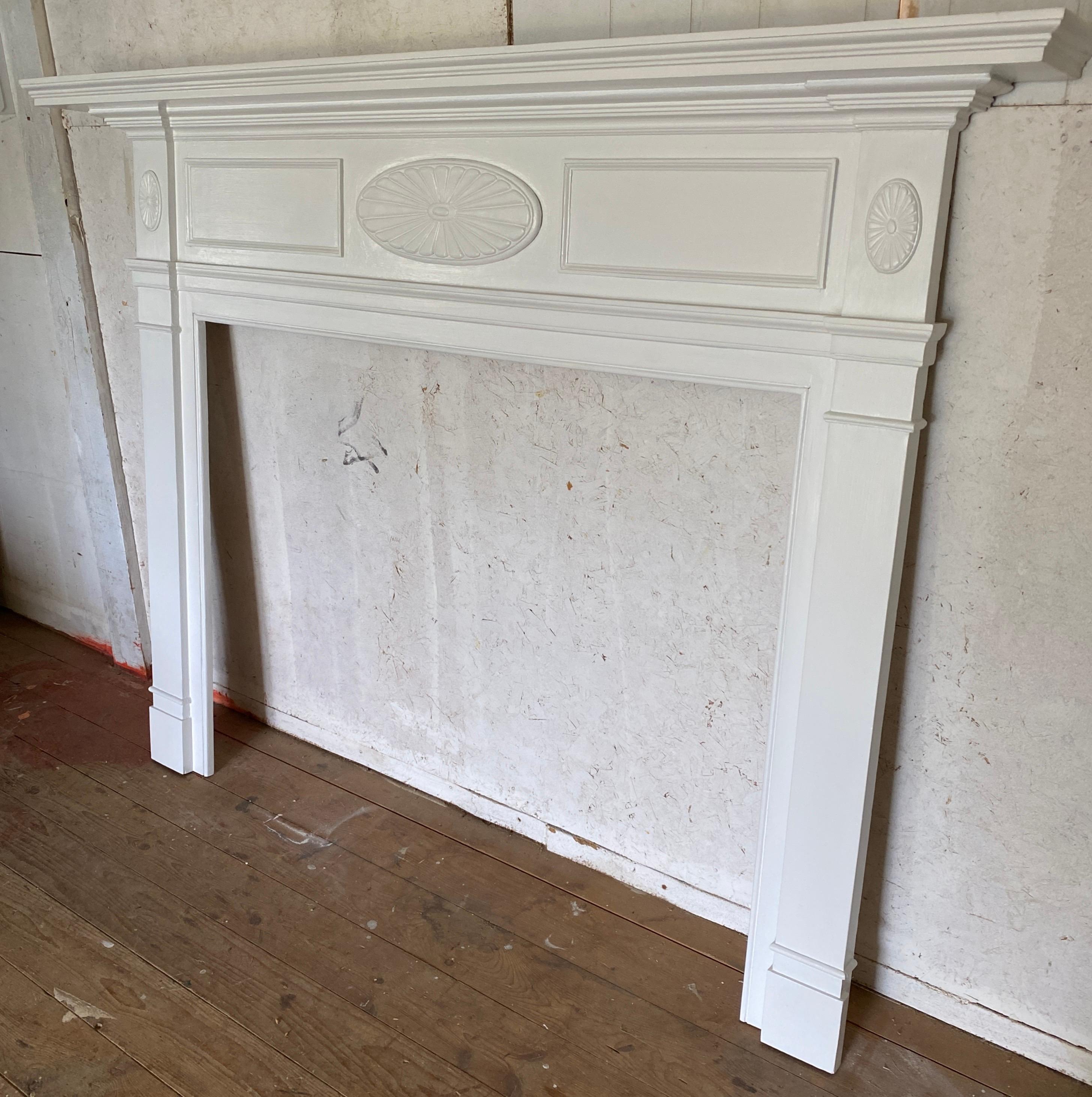 Antique Painted Wood Fireplace Mantel 3