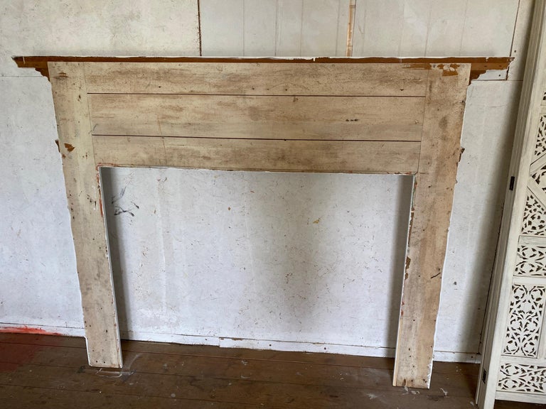 Antique Painted Wood Fireplace Mantel For Sale 4