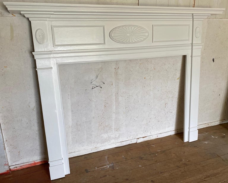 Antique Painted Wood Fireplace Mantel For Sale 5