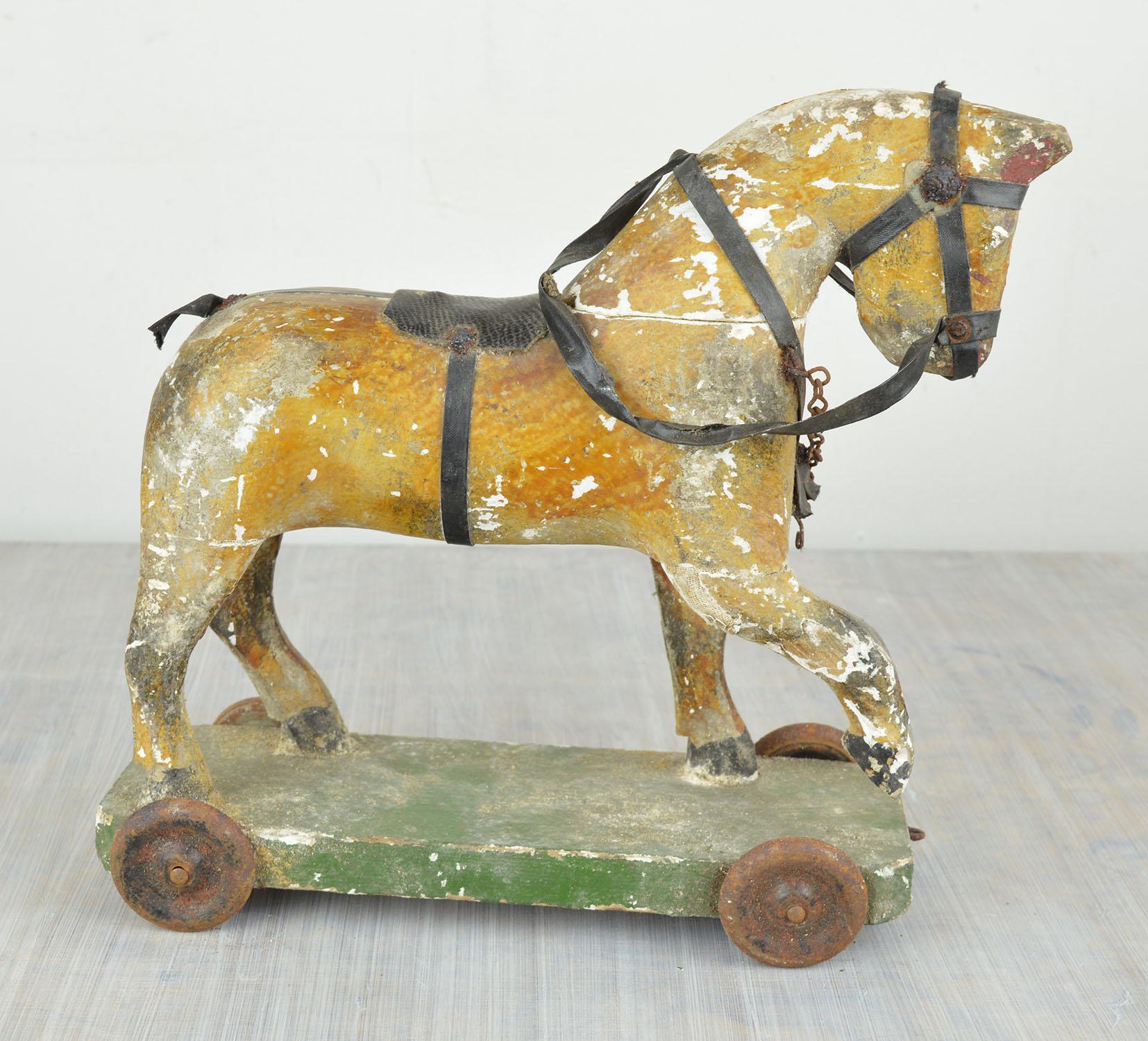 Folk Art Antique Painted Wood Toy Horse